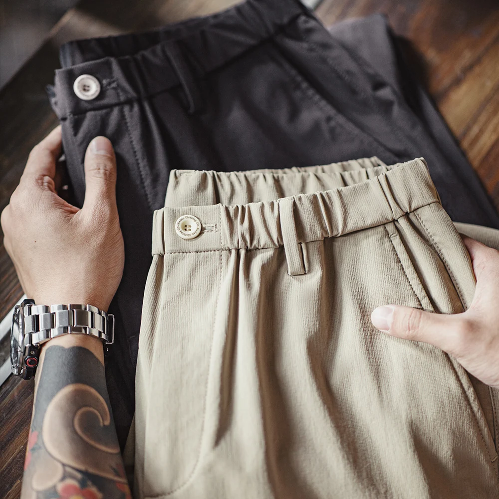 Maden-pantalones de traje informales rectos y limpios para hombre, pantalones de oficina cónicos resistentes a las arrugas, pantalones versátiles de Color sólido