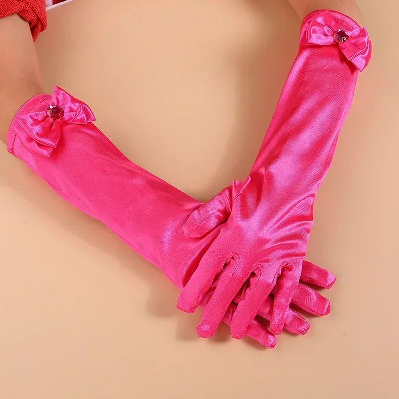 Venta al por mayor, 10 par/lote, guantes largos de princesa para niñas, juego de dedos para fiesta de cumpleaños, boda, Elsa, Anna, Bella, Sofía, accesorios, manopla
