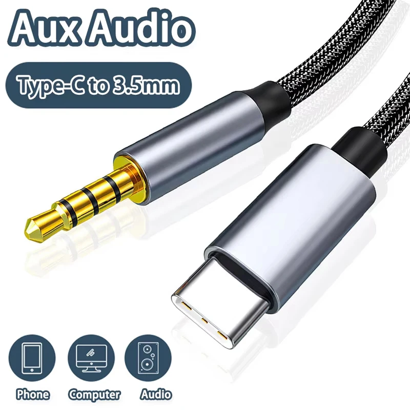 Cable de Audio auxiliar USB tipo C a 3,5mm de alta calidad para iPhone 16 15 Pro Max Samsung S24 altavoz para auriculares de coche Cable auxiliar con conector 3,5