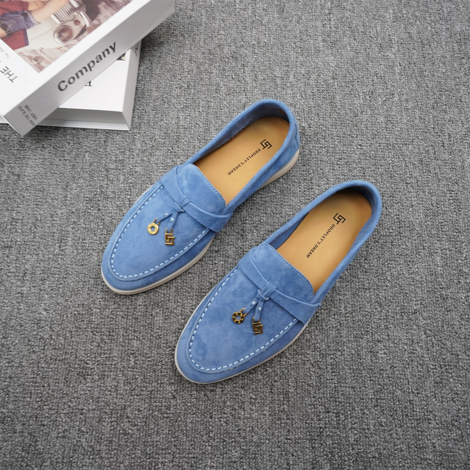Nuevos Zapatos Casuales de Lujo para Mujer con Punta Redonda, Superficie de Cachemira, Antideslizantes, para Conducir, Color Sólido, Decoración Metálica, Mocasines