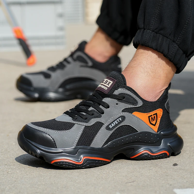Zapatos de seguridad para el trabajo, zapatillas protectoras transpirables para el trabajo para hombre, zapatos de trabajo antipinchazos, zapatos deportivos exteriores con punta de acero para hombre