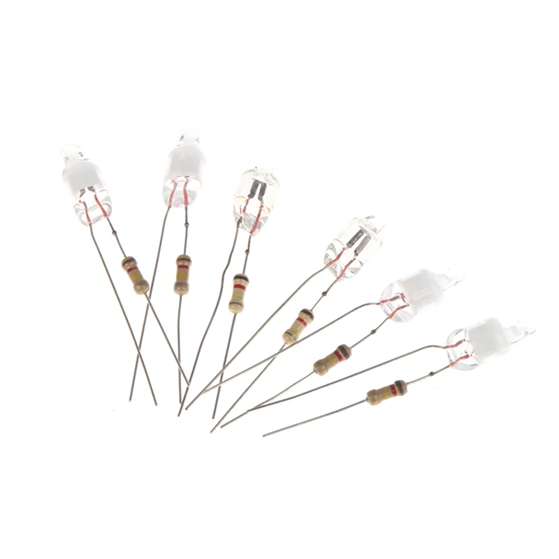 10 Uds luz indicadora de neón verde rojo azul señales 6mm lámpara de neón brillo 2 alambre de cobre 6X13mm bombillas indicadoras de neón