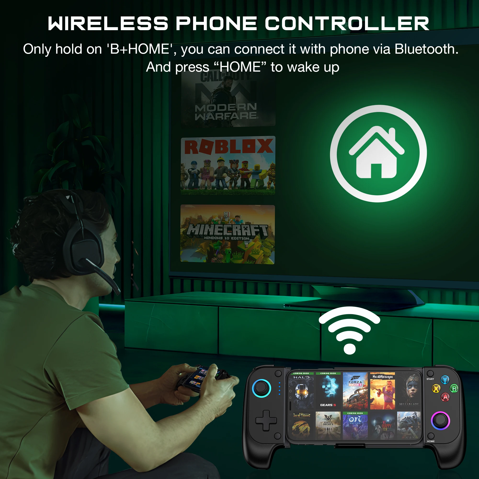 DinoFire-mando para teléfono móvil, Joystick para iPhone, Control Android, controlador Bluetooth, gatillo con efecto Hall, palo, juego móvil