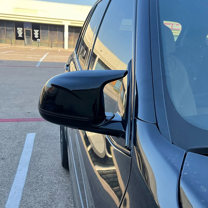 Cubierta de espejo retrovisor lateral para coche, embellecedor para BMW F25 X3 F26 X4 F15 X5 F16 X6 2014 2015-2018, estilo de fibra de carbono negro brillante