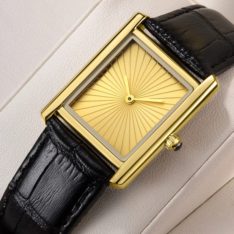 Nuevo reloj cuadrado clásico para hombres y mujeres, diseño Simple de dos manos, correa de cuero de moda, relojes de pulsera de cuarzo resistentes al agua, envío directo