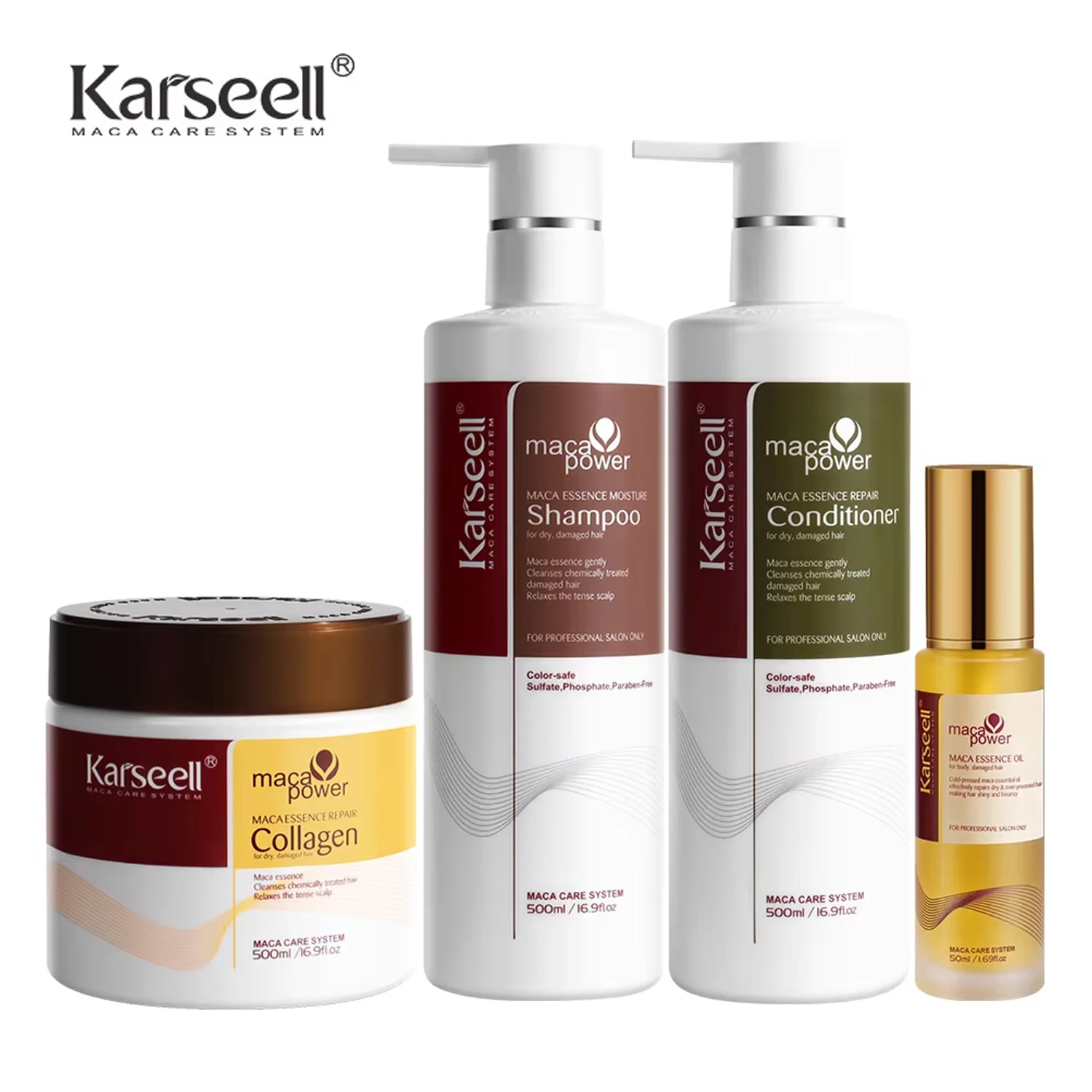 Karseell Collagen Cabello Argan, Serie de Productos para el Cuidado del Cabello con Aceite de Argán, Champú y Acondicionador para Cabello Seco y Dañado, para Todo Tipo de Cabello