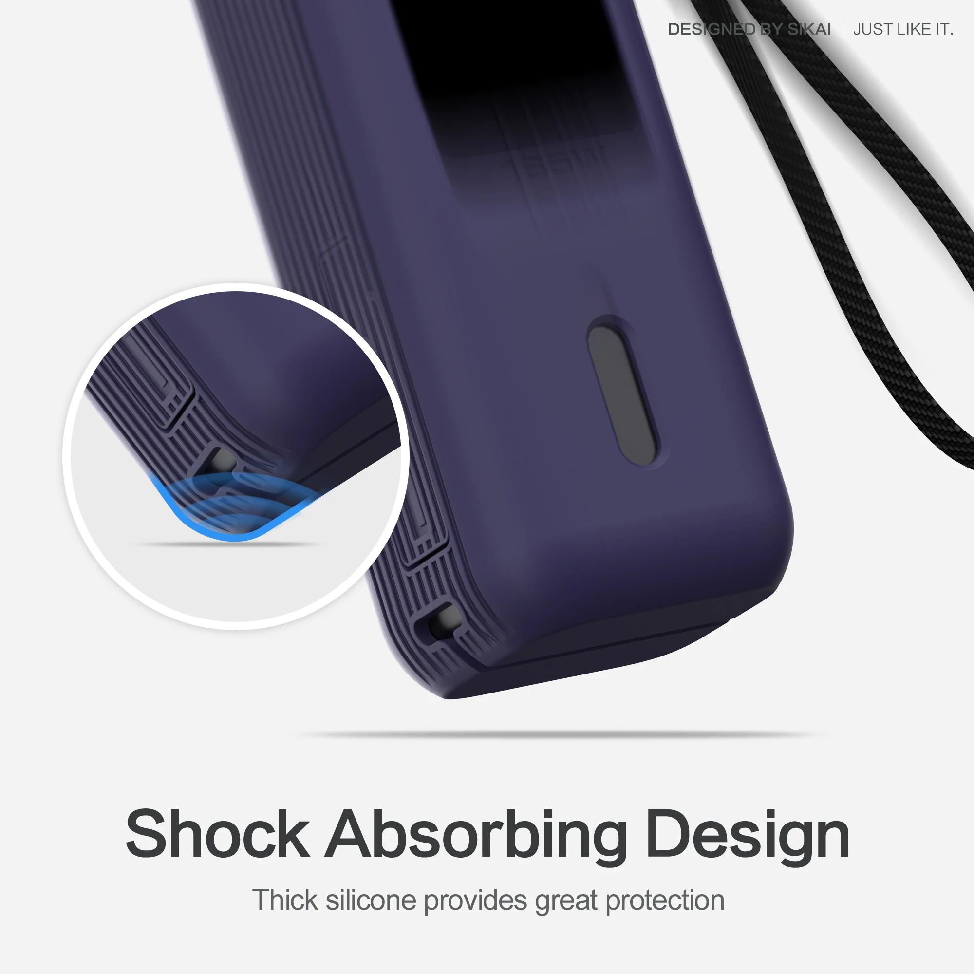 Funda de silicona SIKAI para batería externa Anker Zolo de 25000mAh y 165W, incluye ranura para tarjeta TF/SIM
