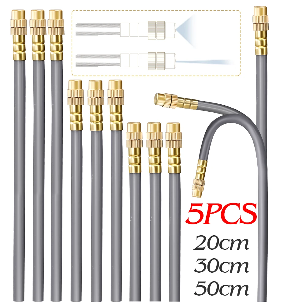 Boquilla de latón de flexión libre de 20/30/50CM ID-6mm cabezal de pulverización ajustable de inserción rápida para sistema de nebulización de riego de refrigeración de jardín