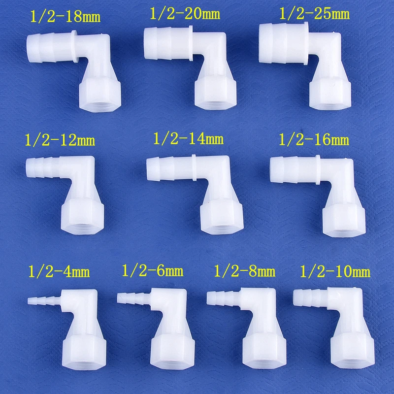 Conectores de codo de Pagoda de rosca hembra, 5 ~ 200 piezas, 1/2 pulgadas, 4 ~ 25mm, tubo de agua en forma de L para riego de jardín, adaptador de manguera para pecera