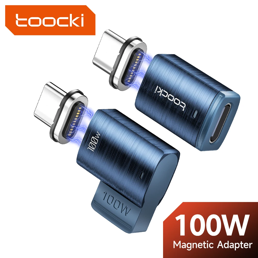 Toocki-adaptador magnético USB C de 100W a tipo C para Xiaomi, Huawei, pantalla LED, conector OTG, convertidor hembra USB C para Oneplus LG