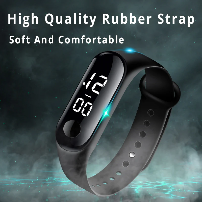 8 Uds. Relojes para niños y niñas, correa de goma, reloj LED impermeable para estudiantes de escuela, reloj Digital deportivo para hombres y mujeres