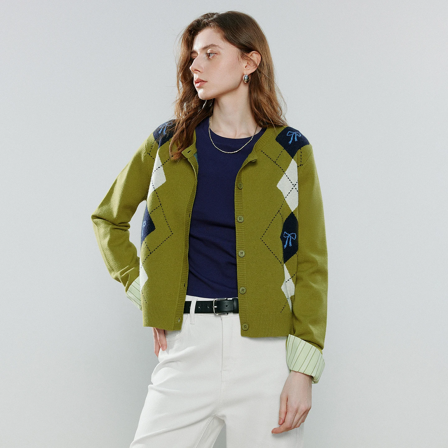 Suéter de Punto para Mujer TOYOUTH, Primavera 2026, Nuevo Cárdigan con Cuello Redondo, Jacquard, Estilo Retro