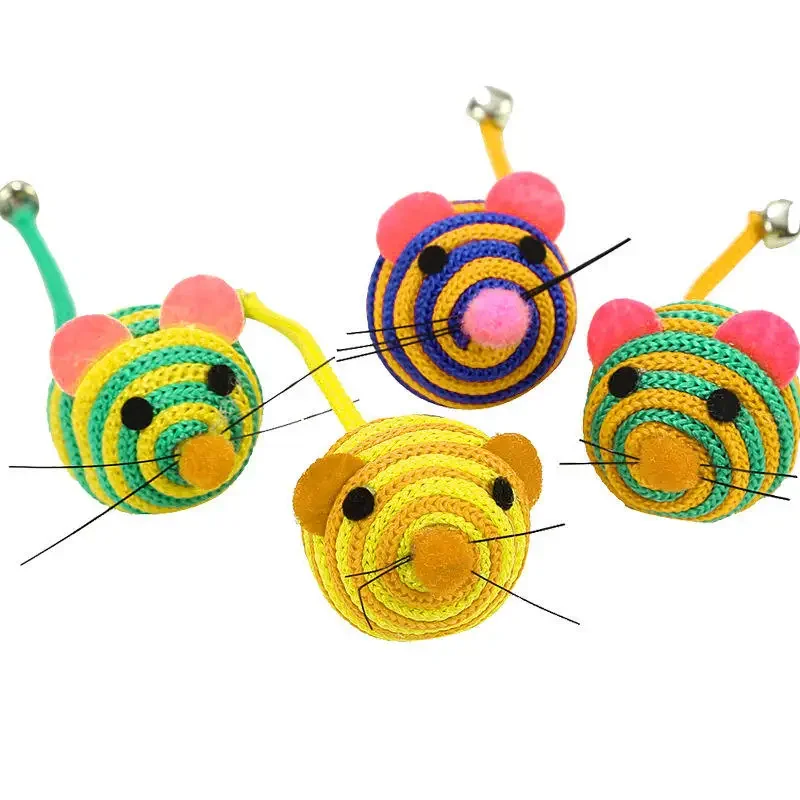 Juguete para Gato de 3/5/7 piezas, cuerda de nailon a rayas, bola redonda, ratón con campana, juguete para masticar para Gato, juguete interactivo para gato, pelota para ratón, producto para mascotas