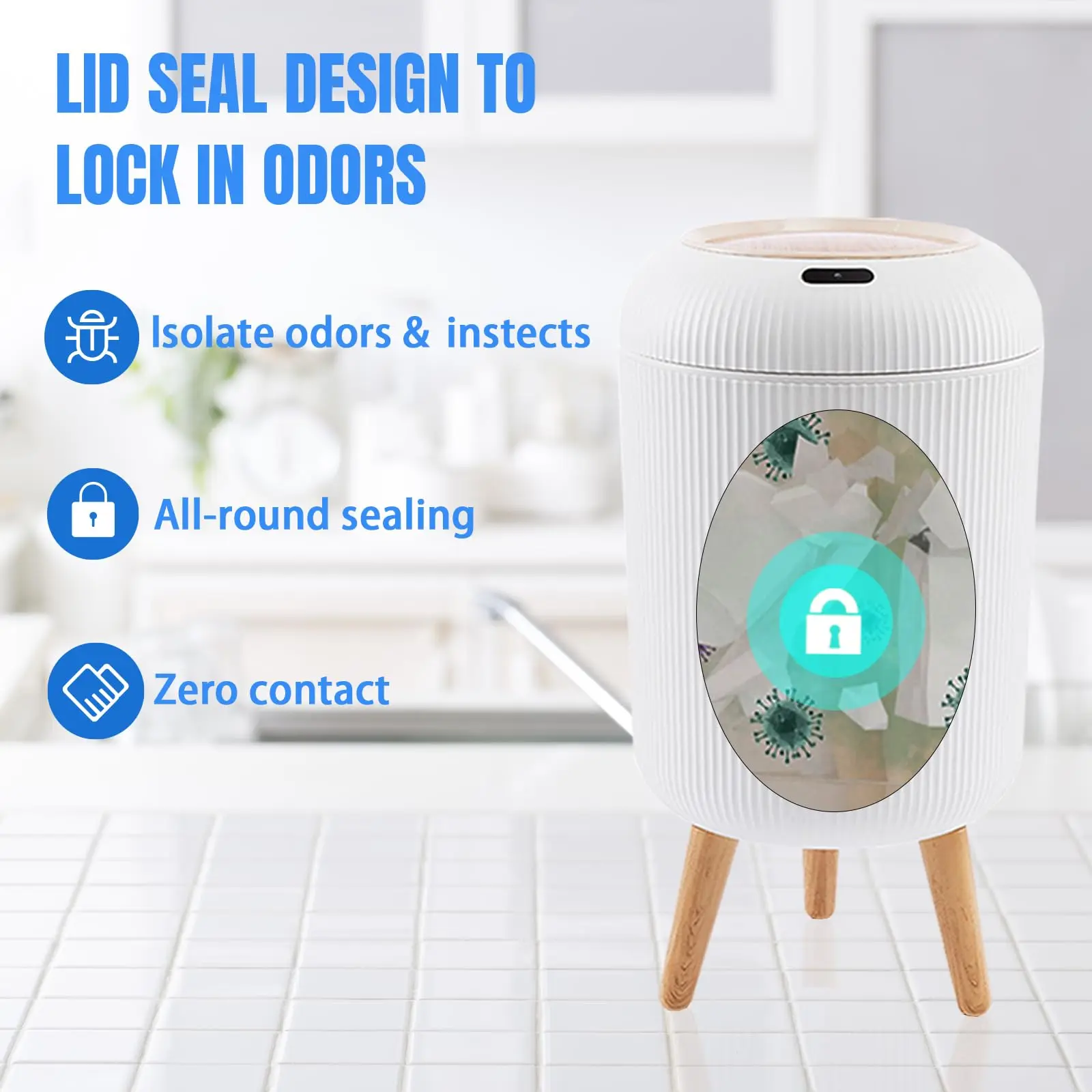 Cubo de basura automático con tapa, cubo de basura inteligente de plástico pequeño, cubo de basura con sensor de movimiento para dormitorio, baño, cocina, oficina