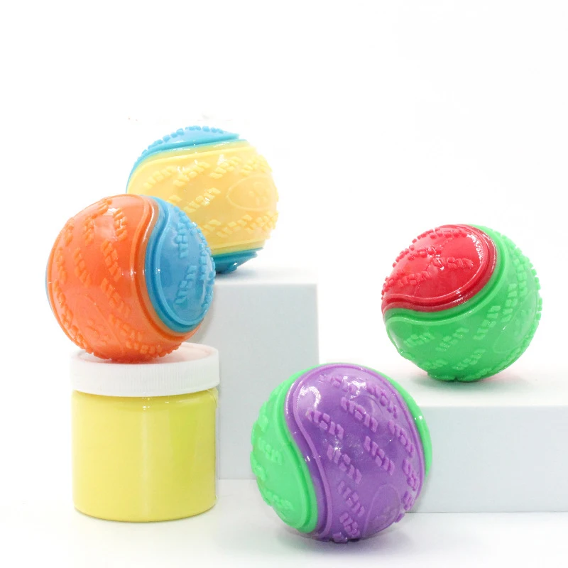 Pelota interactiva para perro, juguete suave de TPR para entrenamiento interactivo, Limpieza de dientes de Mascota, resistente a las mordeduras, Color aleatorio