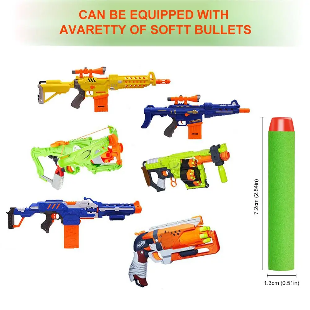 Dardos de cabeza redonda para niños, balas de pistola de juguete para Nerf n-strike Blasters, 7,2 cm, 100 piezas