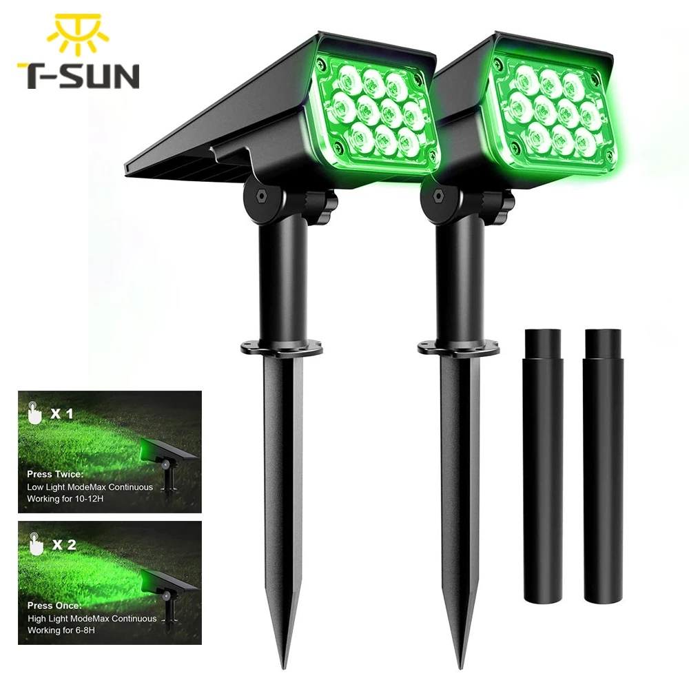 T-SUN foco Solar ajustable luz Solar de jardín IP65 energía Solar luz verde para patio camino árbol decoración luz Solar al aire libre