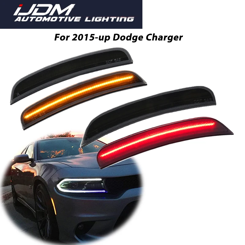 2 uds para 2015-2021 Dodge Charger parachoques trasero delantero luz LED de posición lateral luces de giro/luces de conducción 12V