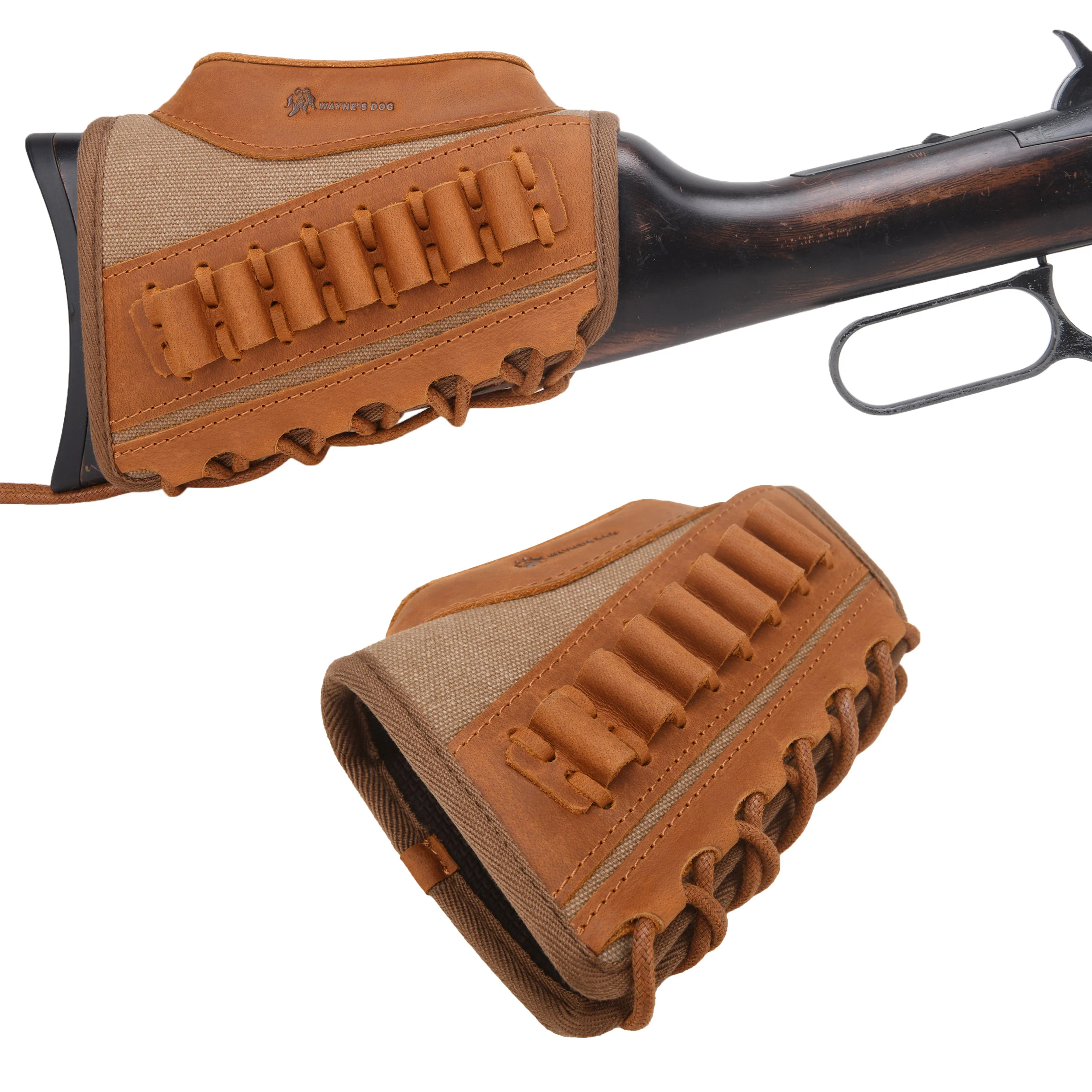 WAYNE'S DOG lona cuero mejilla resto Riser Rifle pistola Buttstock manga.308win.30-06.30-30.22MAG soporte de munición caza