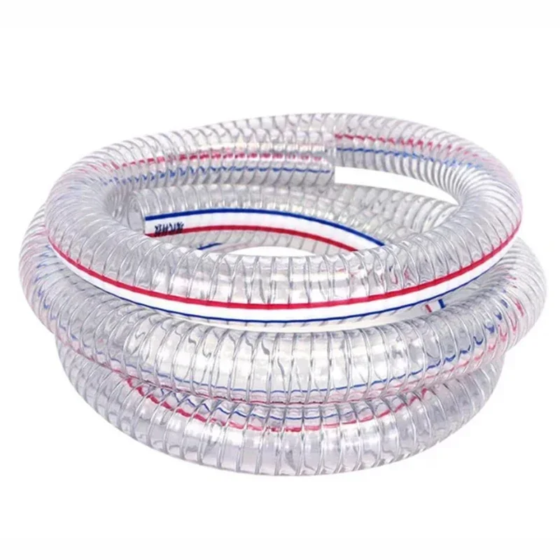Manguera de plomería de PVC suave transparente de alta calidad con bomba de agua de alambre de acero tubo Flexible tubo de aceite ID 10 13 16 19 22 25mm