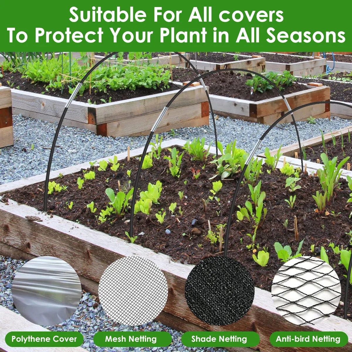 Conjunto de aros para plantas de invernadero, juego de cultivo de fibra de vidrio reutilizable, soporte para cobertizo de arco de plántulas, soporte para túnel de cultivo de jardín de verduras, gran oferta