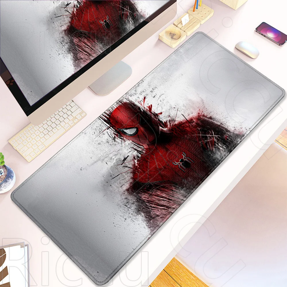 Alfombrilla de ratón HD S-Spider Man para periféricos de PC, película de Anime, teclado de goma, alfombrilla para ratón, cómic, escritorio de oficina, portátiles, accesorios para juegos