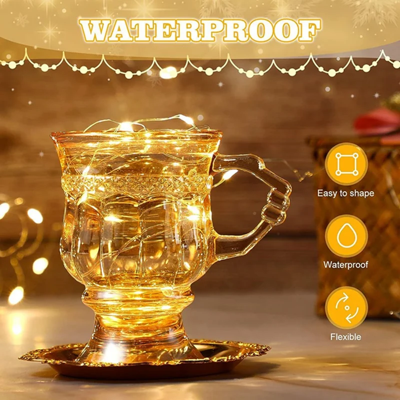 Paquete de 20 luces de hadas, 20LED, 2M, alambre de cobre plateado, alimentado por batería, decoraciones para boda, fiesta, decoración de Navidad