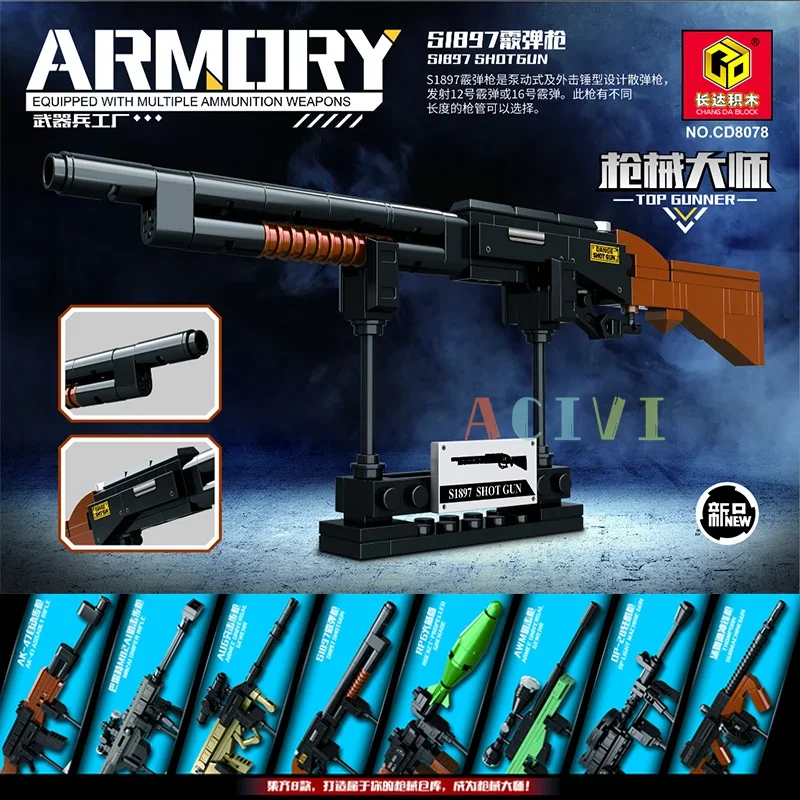 Bloques de Construcción Técnicos, Juguetes de Armas, Modelo de Pistola AK47, Revólver, Subfusil y Francotirador para Niños