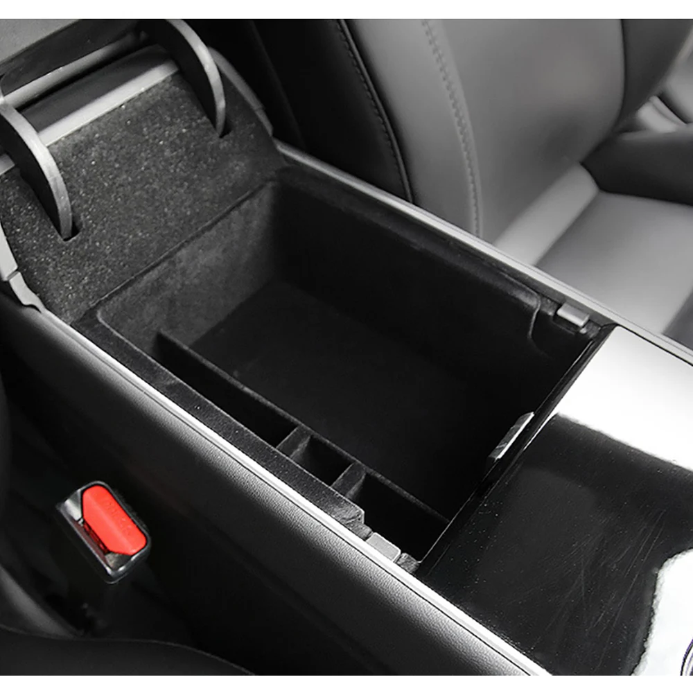 Para Tesla Model 3 Highland Model Y 2020- 2024 consola Central flocado ABS bandeja organizador apoyabrazos Central caja de almacenamiento inferior