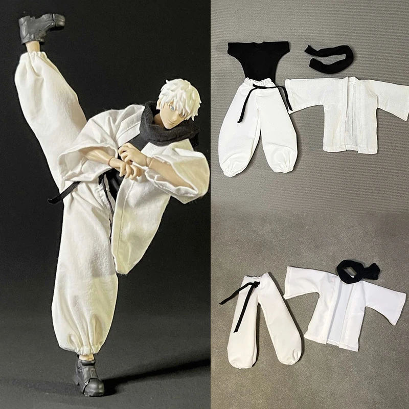 Conjunto de Ropa a Escala 1/12 de Jujutsu Kaisen Gojo Satoru, Abrigo Blanco, Pantalones con Linterna y Bufanda para Figura de Acción de 6 Pulgadas