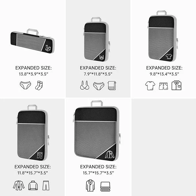 Juego de cubos de embalaje de compresión, bolsa de viaje de malla expandible, organizadores de equipaje, bolsa para viaje, almacenamiento en el hogar, accesorios de equipo de viaje
