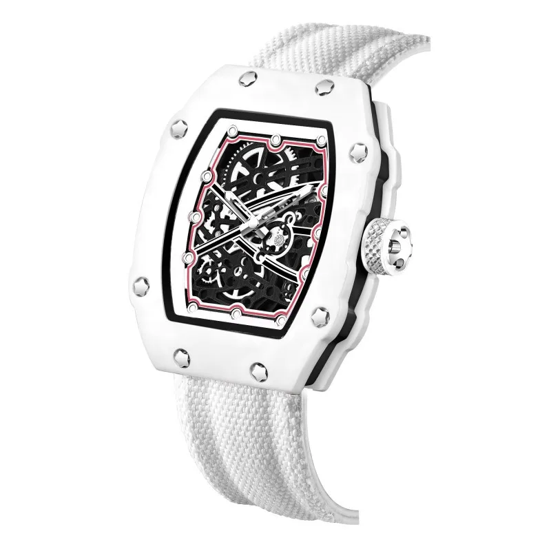 Reloj de Cuarzo Ultrafino con Forma de Barril para Hombre, Diseño Elegante y Luminoso, Correa de Nailon Impermeable