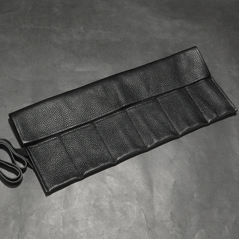 Wesleco-estuche de cuero genuino para reloj, organizador portátil de viaje, almacenamiento de relojes, bolsa de exhibición, 6 ranuras