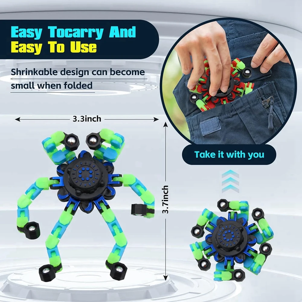 4 Uds Fidget Spinners que brilla en la oscuridad, giroscopio con la yema del dedo, Robot Deformable DIY, divertidos juguetes sensoriales, Spinner de descompresión, recuerdos de fiesta