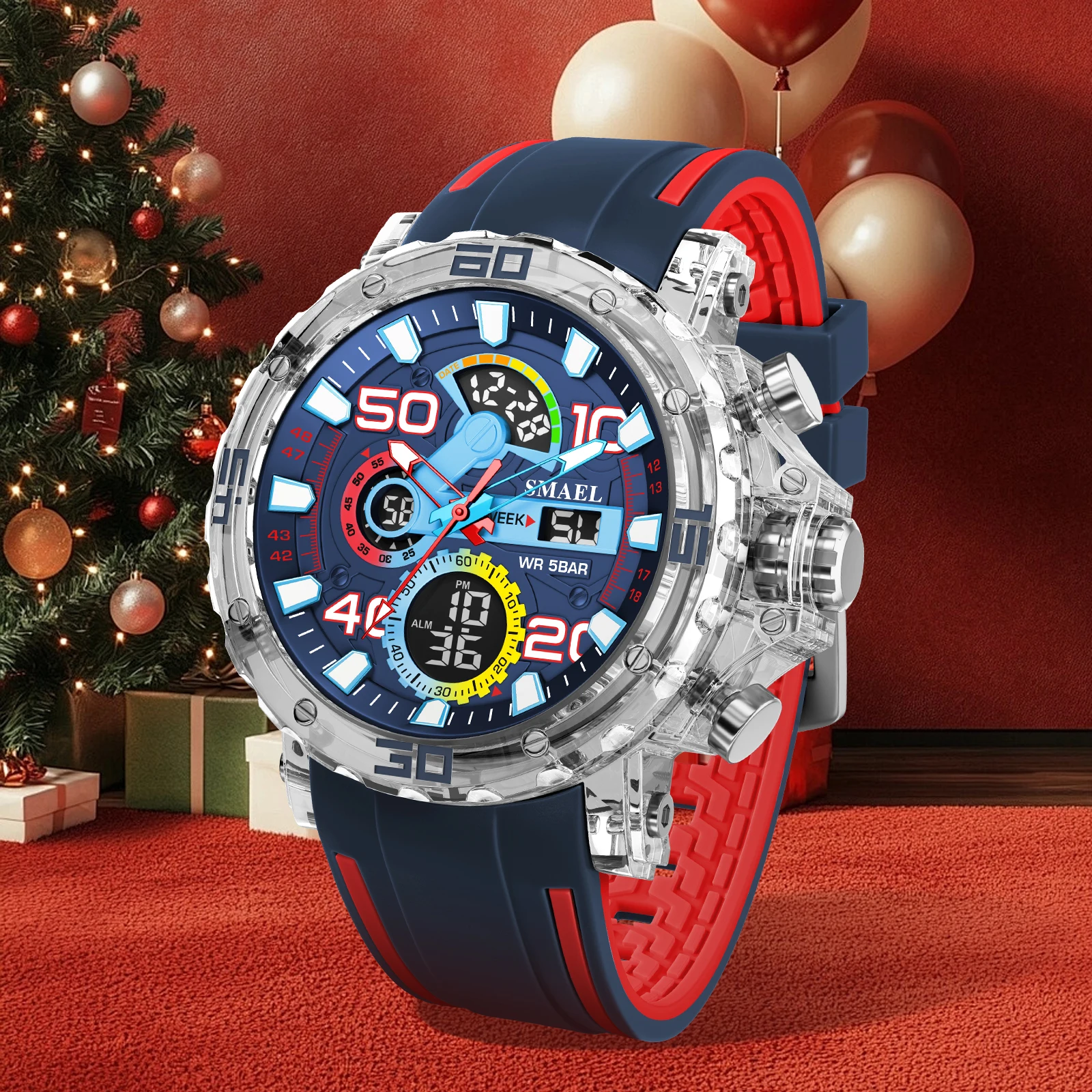 Reloj Deportivo Digital para Hombre SMAEL 8136 - Resistente al Agua 50M, Retroiluminación LED, Alarma, Cronómetro, Resistente a Impactos
