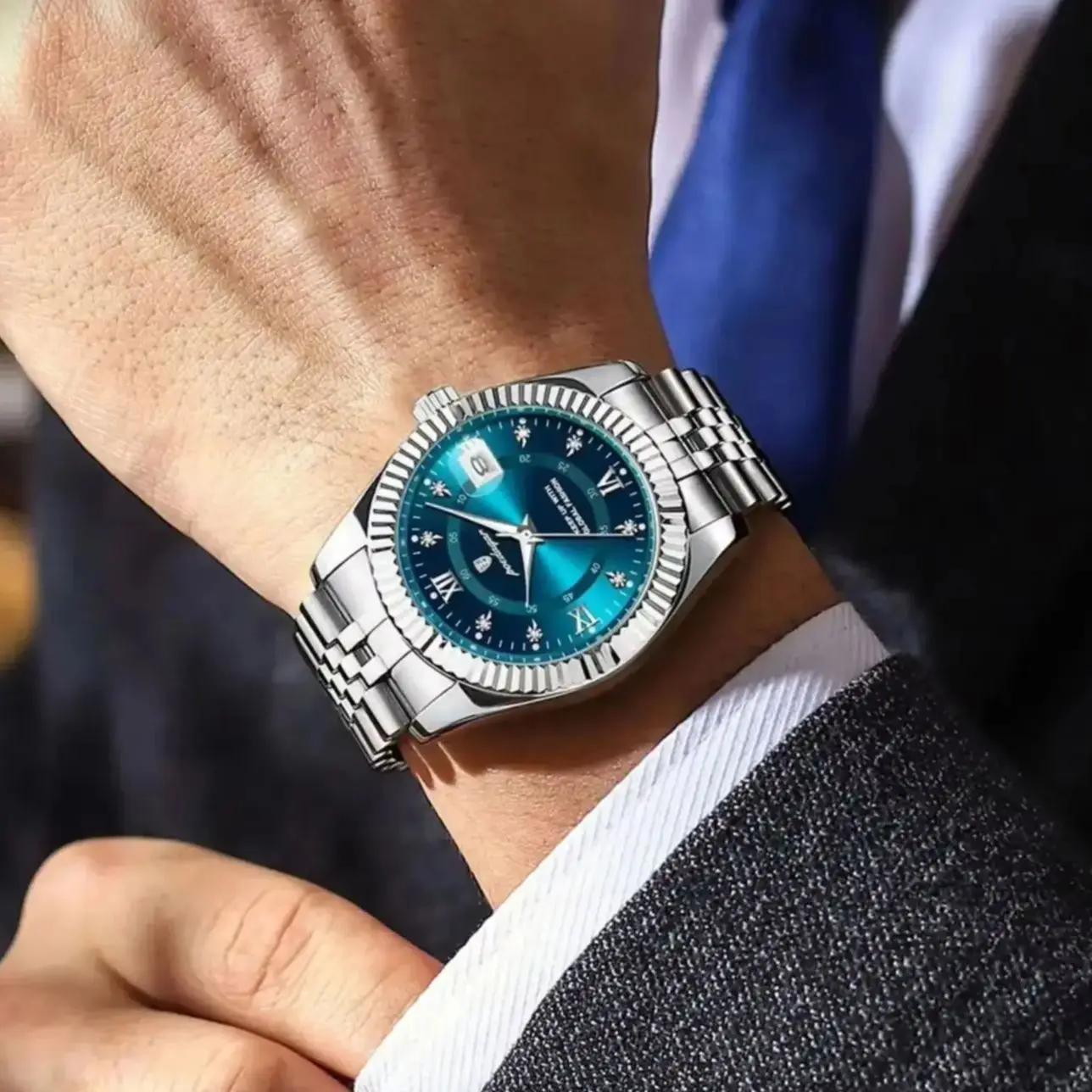 Reloj de Pulsera Original POEDAGAR para Hombre, Resistente al Agua, Luminoso, con Fecha, Reloj de Negocios para Hombre, Reloj de Cuarzo de Acero Inoxidable, Relojes Militares para Hombre