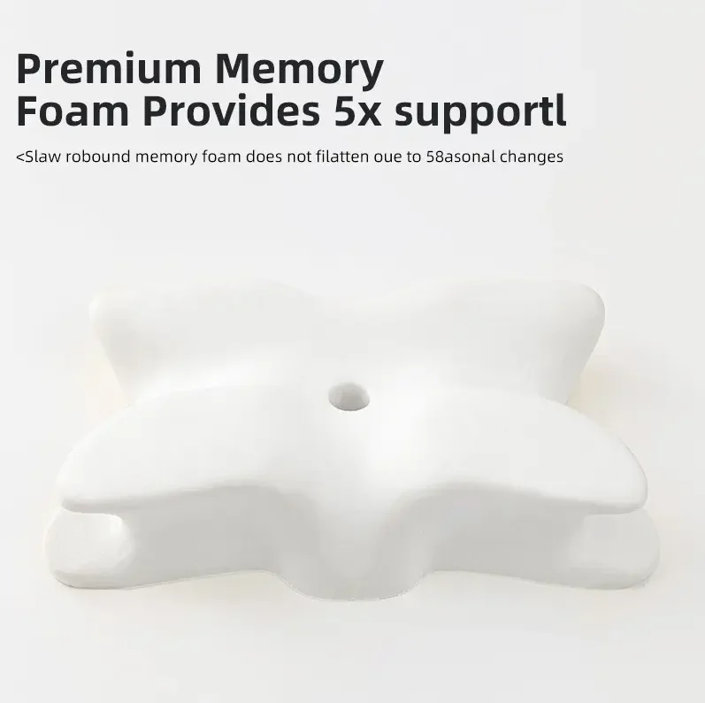 Almohada con forma de mariposa, protección del cuello, almohada de espuma viscoelástica de rebote lento, almohadas de espuma ortopédicas cervicales para el cuidado de la salud
