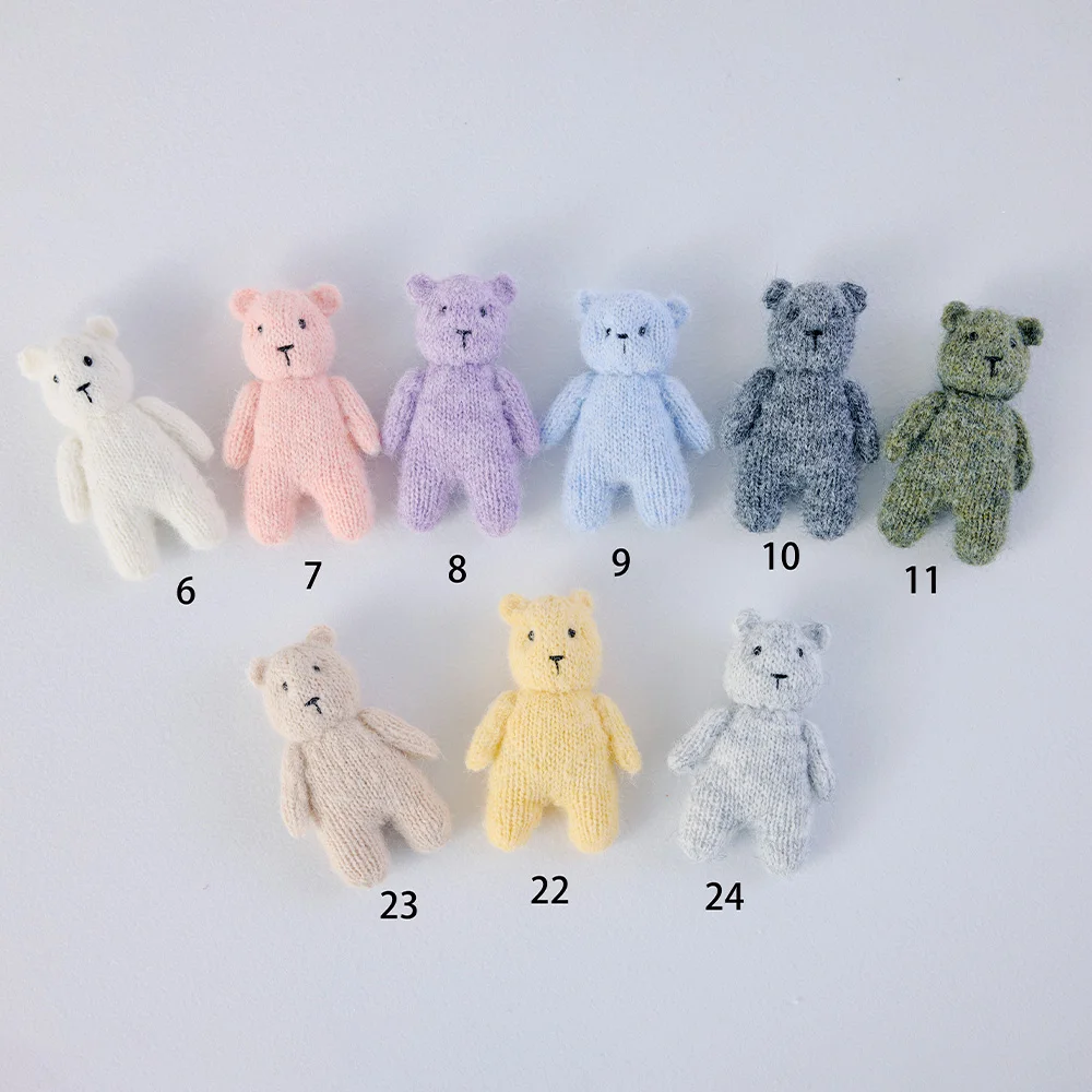 Mini Oso de Peluche Tejido a Mano Multicolor, Accesorios para Fotografía de Recién Nacidos, Recuerdo de Crecimiento Infantil, Artículos para Sesiones Fotográficas