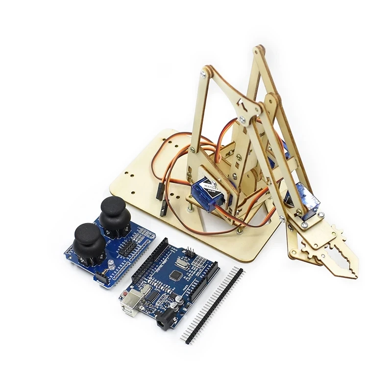 SG90 MG90S Brazo Robótico Mecánico de Acrílico de 4 Grados de Libertad Sin Ensamblar, Garra Manipuladora para Arduino, Kit de Aprendizaje DIY para Makers