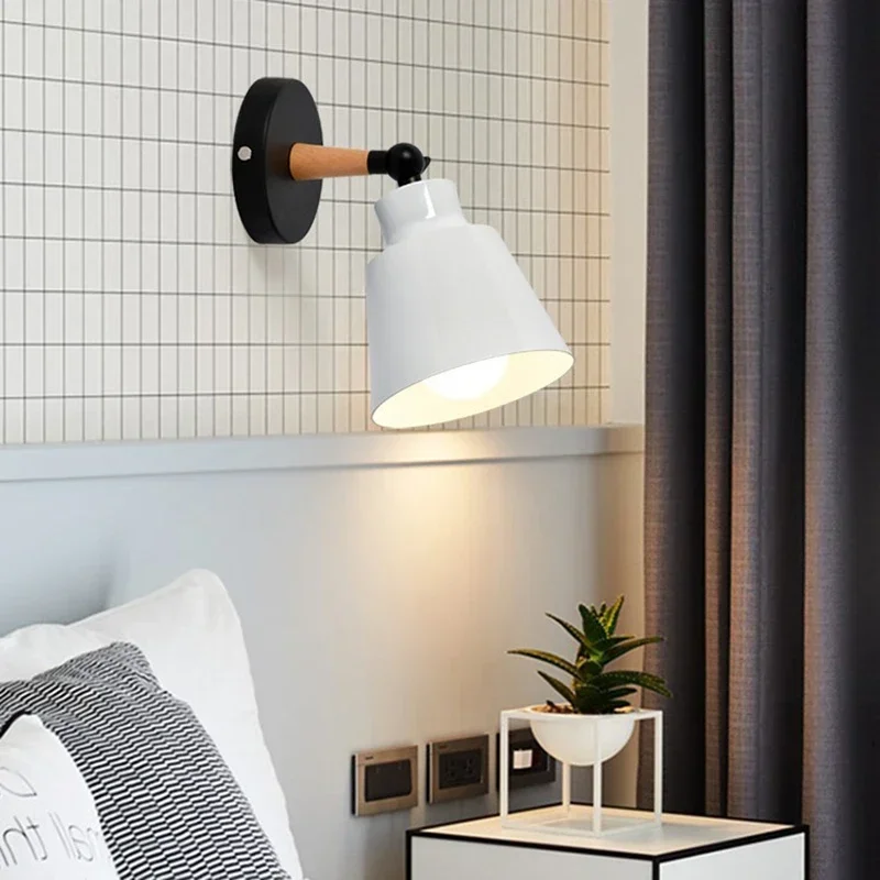 Lámpara de pared nórdica para dormitorio, lámparas de pared LED de madera maciza, lámpara de noche creativa minimalista para sala de estar, pasillo, iluminación decorativa