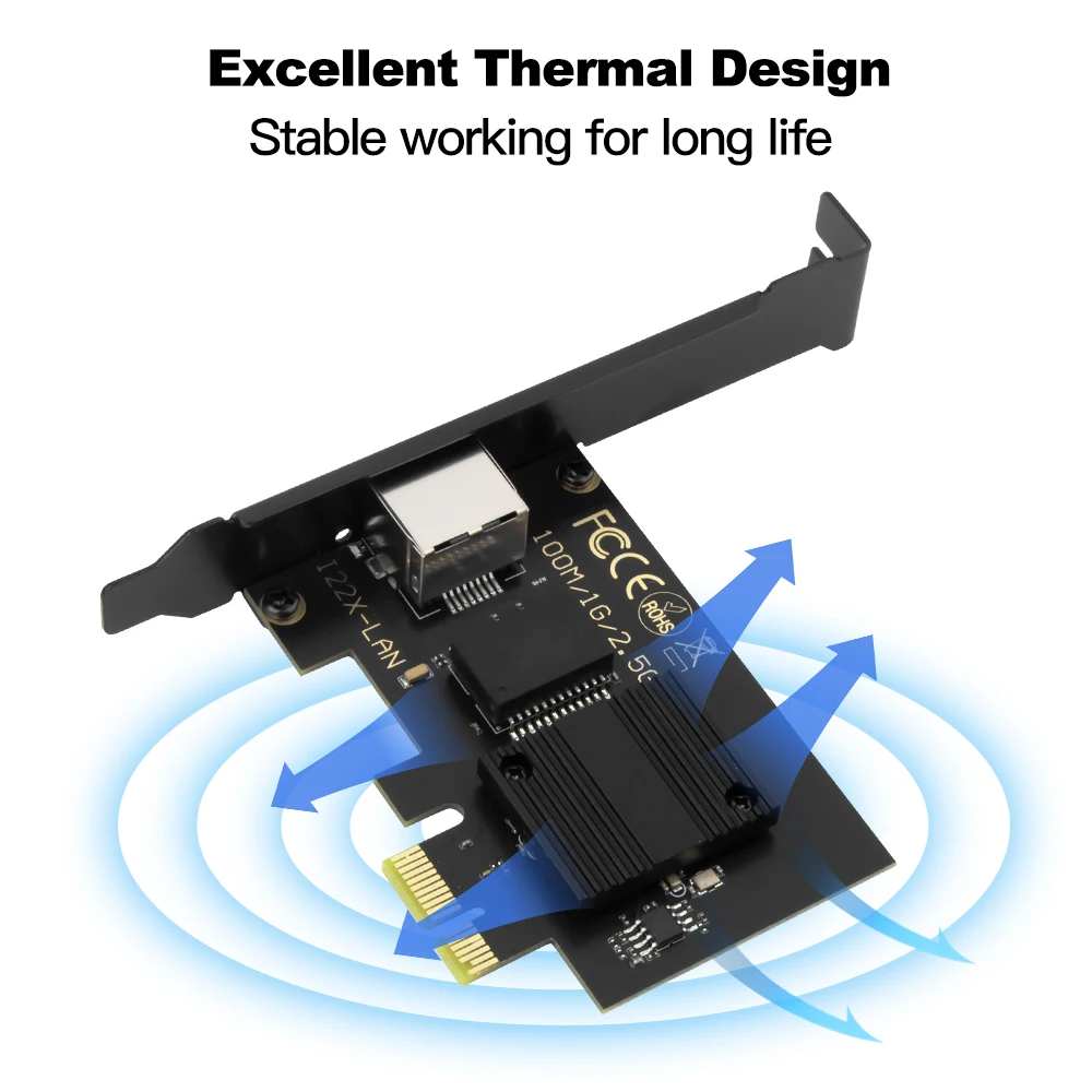 Tarjeta de red Intel i226 PCIE a RJ45 de 2,5G, interfaz RJ45 de 100/1000/2500Mbps, adaptador Gigabit LAN Etherent para PC/escritorio para Win