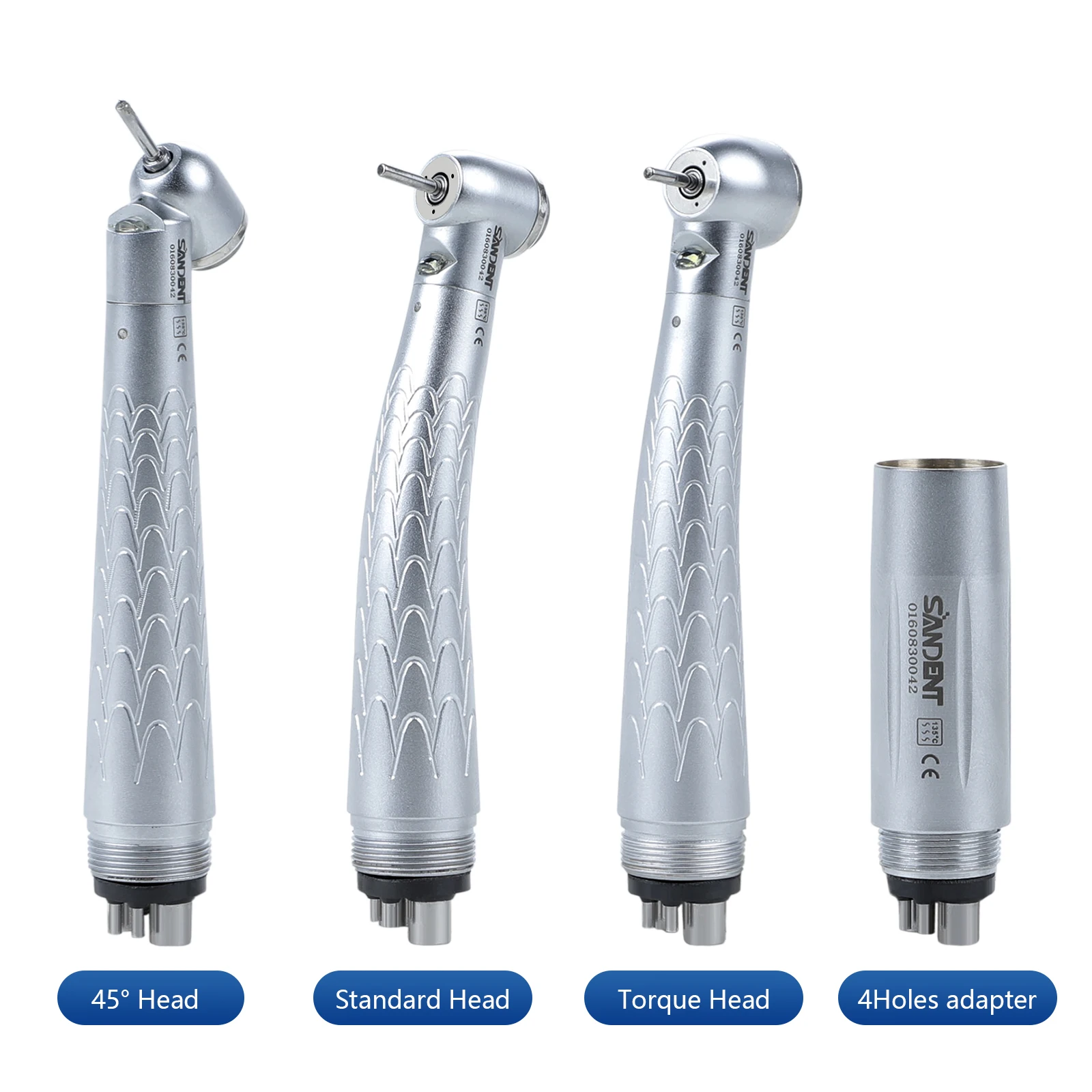 Kit de Pieza de Mano Dental Sandent LED con Generador Electrónico de Alta Velocidad, Cabezal Estándar/Grande/45 Grados, Convertidor de 6 a 4