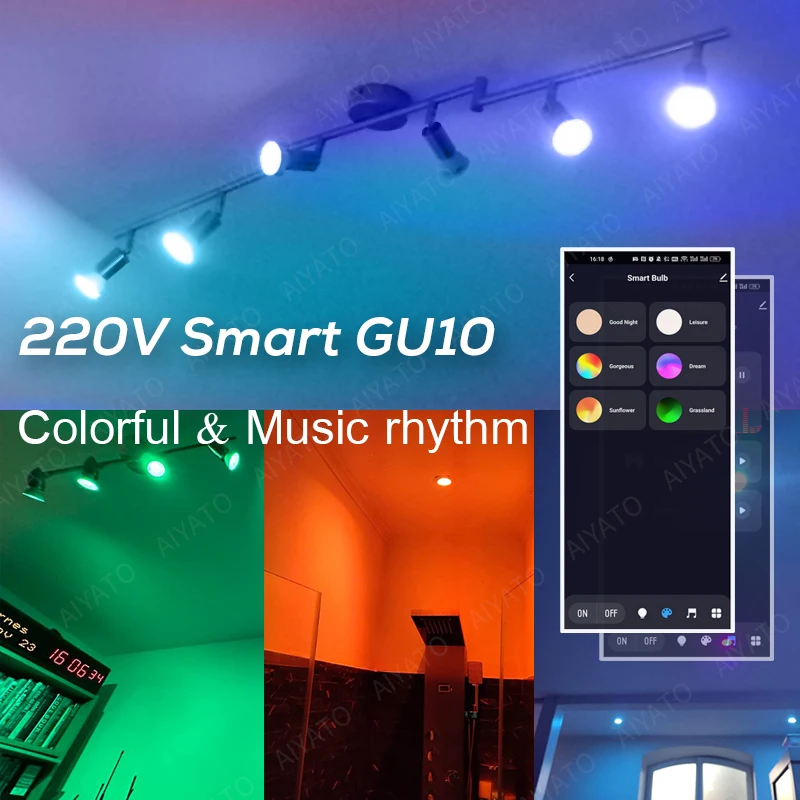 Tuya GU10 lámpara APP Control bombilla inteligente WIFI Bluetooth RGB 220V bombillas LED 5W regulable vida inteligente para habitación hogar grupo