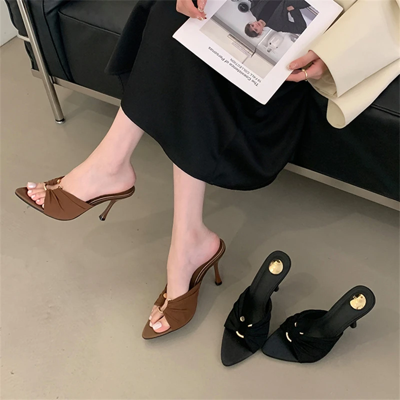 Eilyken, zapatillas De verano para Mujer, Zapatos De tacón alto finos con punta abierta a la moda, Zapatos De fiesta De Stripper De estilo callejero, Zapatos De Mujer