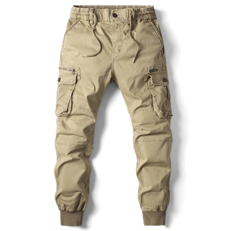 Nuevos pantalones Cargo de algodón para hombre, pantalones informales de color caqui para hombre, pantalones tácticos Cargo con múltiples bolsillos, pantalones negros de moda gris claro, ropa de trabajo