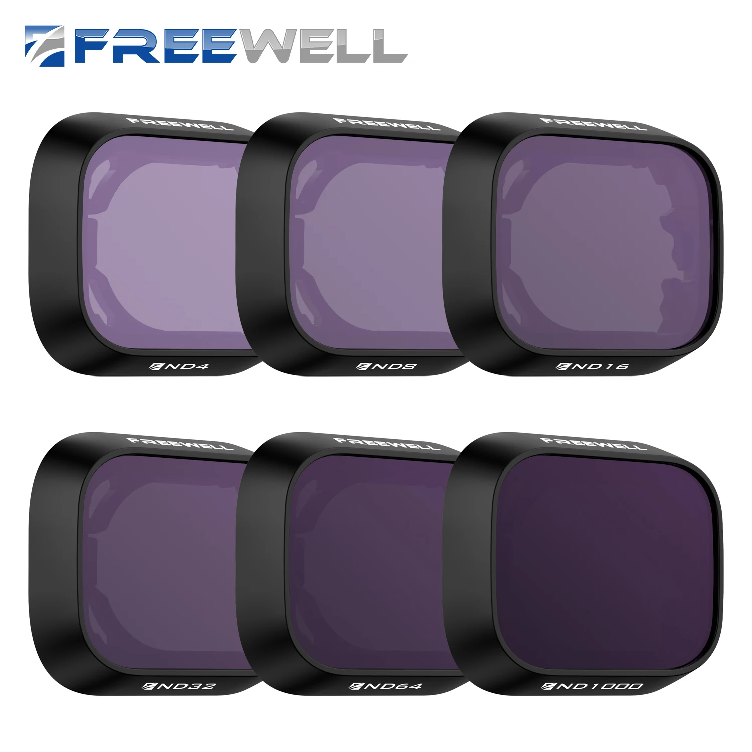 Freewell - Paquete de 6 filtros ND, ND4, ND8, ND16, ND32, ND64, ND1000, compatibles con DJI Mini 3 y Mini 3 Pro, accesorios para cámara