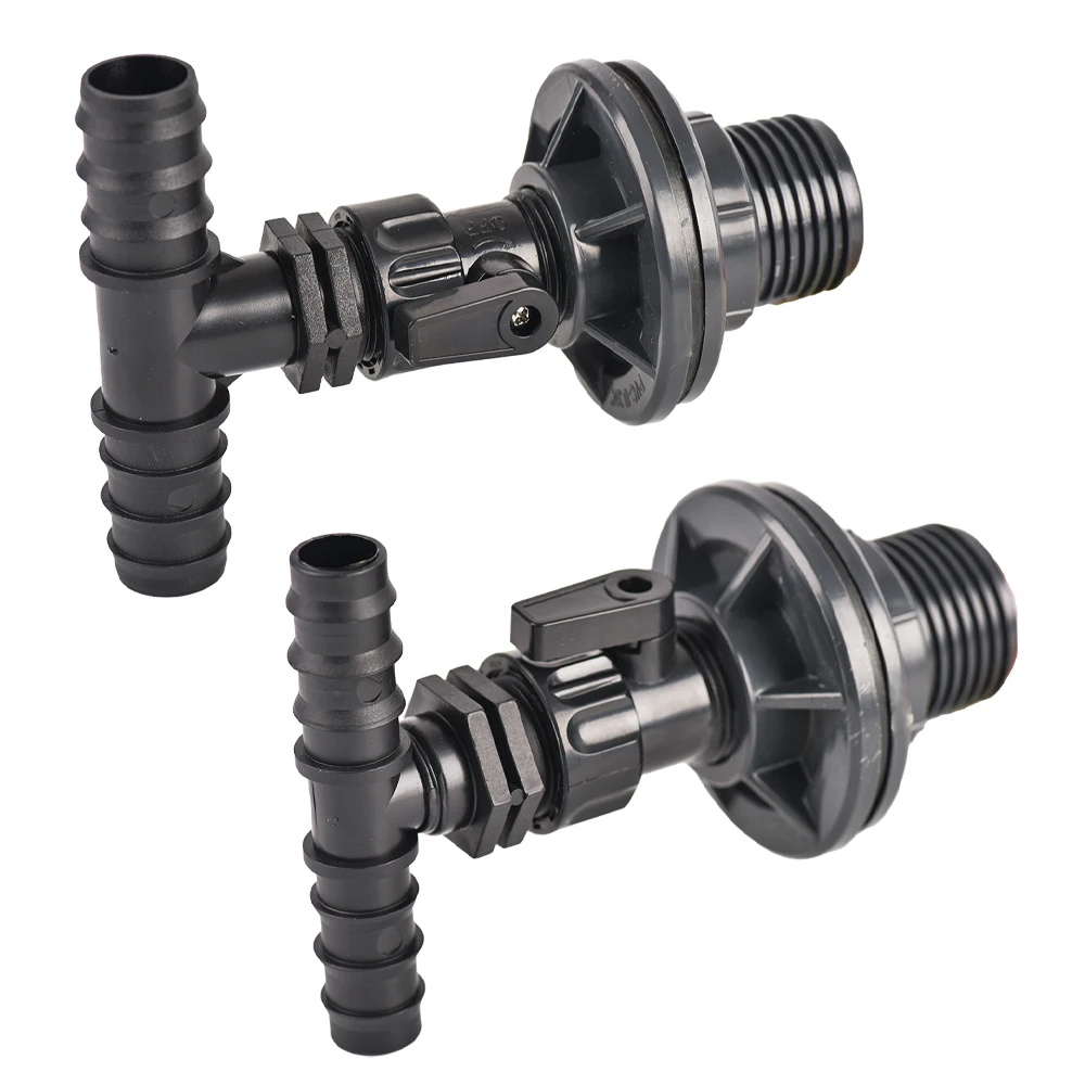 Kit de grifo de barril de lluvia con espiga de PVC de 1/2 y 3/4 pulgadas para barriles de lluvia, acuarios, tanques de agua, bañeras, piscinas, accesorio para manguera de jardín