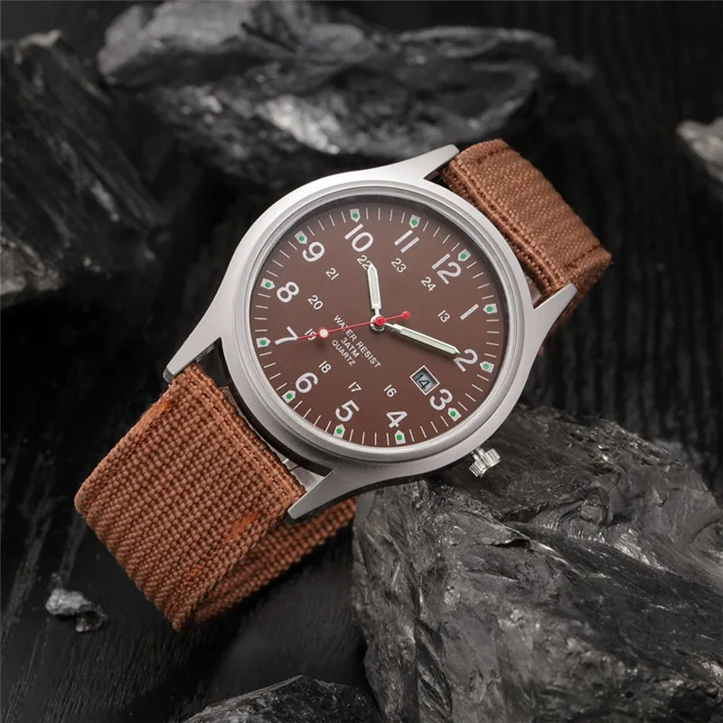 Relojes de marca para estudiantes, moda informal para hombres, banda de nailon, reloj deportivo de cuarzo con fecha Simple, reloj negro Erkek Barato Saat Relogio Masculino