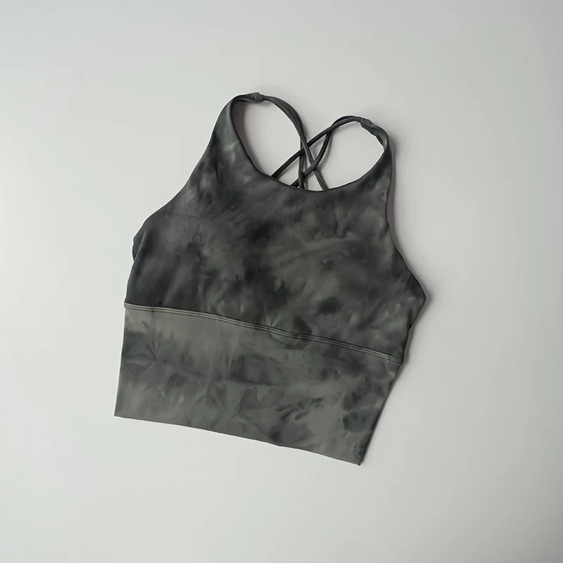 Ropa interior deportiva tie-dye para mujer, a prueba de golpes, amortiguadora, chaleco deportivo con espalda estilizada, sujetador con efecto push-up, traje de fitness, traje de yoga.