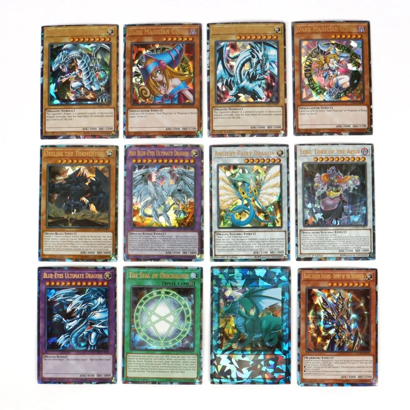 72 Uds. Tarjetas Yugioh con caja de hojalata Yu Gi Oh tarjeta holográfica versión en inglés letra dorada duelo enlaces tarjeta de juego ojos azules Exodia